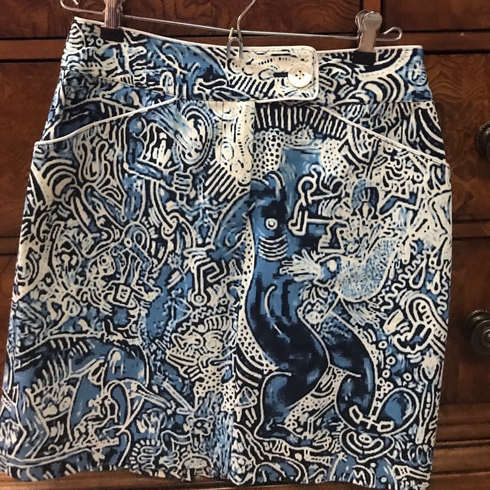 Etcetera Skirt Sz2 Blue/ white front pockets